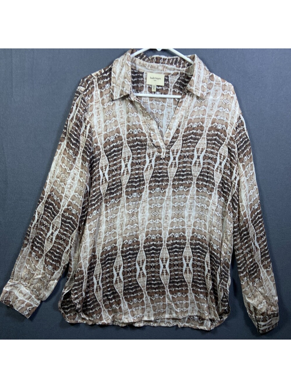 Haute Hippie Tribe Harper Vneck Pullover Snake Print Blouse XL Mobwife Boho NWOT